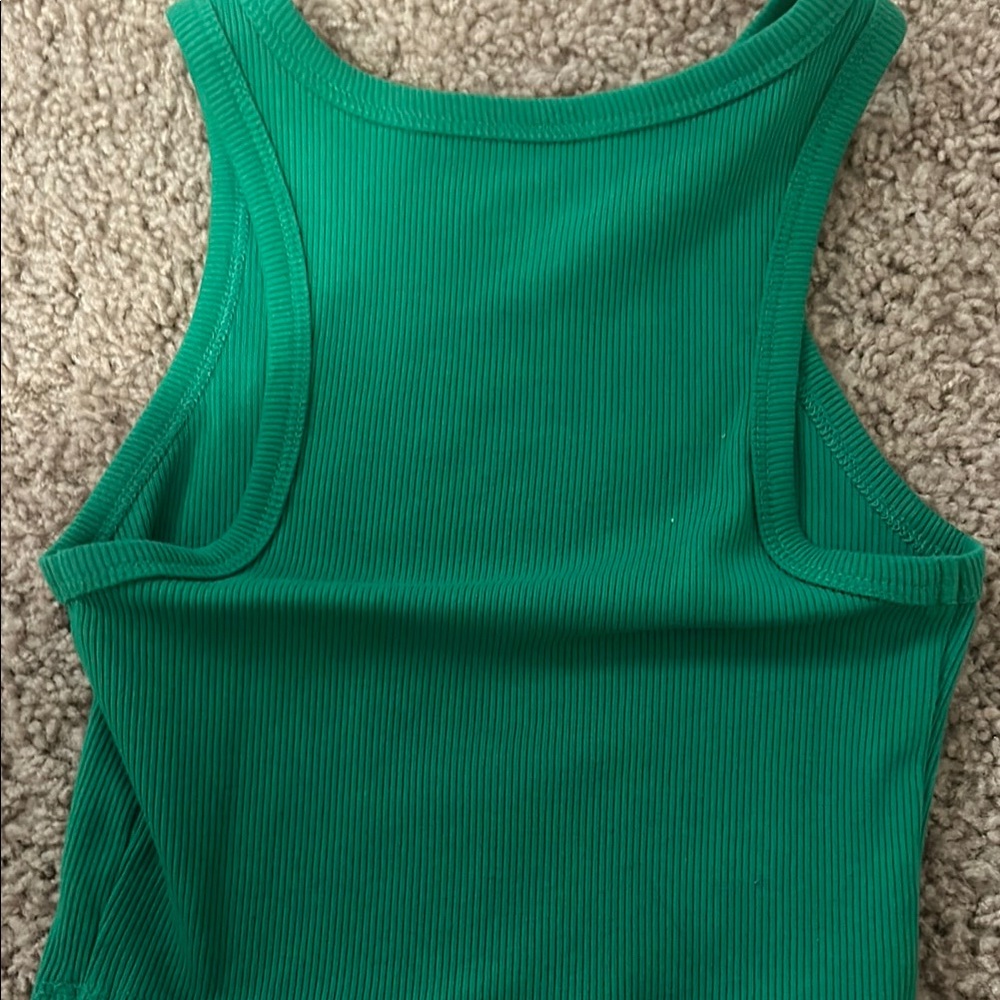 Green Ribbed Tank Top - Picture 3 of 3